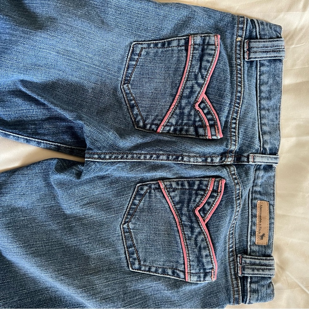 Abercrombie & Fitch Vintage Y2K Blue Denim Jeans with Pink Accents Size 2 - Picture 6 of 11